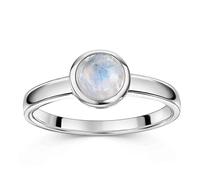 MATERIA by Matthias Wagner Anillo de piedras preciosas de plata 925 redondo para mujer en muchos colores y tamaños, Plata de ley