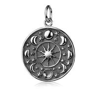 MATERIA by Matthias Wagner Colgante de fases de la luna de plata 925 para mujer con collar, Plata