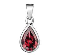 MATERIA by Matthias Wagner Colgante de granate de plata 925 gotas rojo rodiado con cadena, 7.5 x 16 x 4 mm, Piedra preciosa Plata
