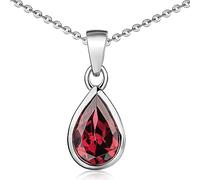 MATERIA by Matthias Wagner Colgante de granate de plata 925 gotas rojo rodiado con cadena, Piedra preciosa Plata de ley, Granate