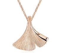 MATERIA by Matthias Wagner Colgante de hoja de Ginkgo de oro rosa, plata de ley 925, joyas para mujer, chapado en oro, Plata esterlina