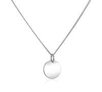 MATERIA by Matthias Wagner Collar para mujer de plata 925 con placa redonda grabada colgante, 46 cm, Plata esterlina, Sin piedra preciosa