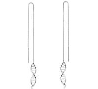 MATERIA by Matthias Wagner Pendientes atravesados de plata 925 - Pendientes de mujer en espiral DNA doble helix SO-27, Plata de ley
