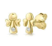 MATERIA by Matthias Wagner Pendientes de ángel de la guarda de plata 925 para niños, pendientes de ángel con circonitas SO-205, Plata de ley Circonita cúbica, Circonia cúbica