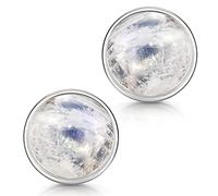 MATERIA by Matthias Wagner Pendientes de piedra lunar de plata 925 para mujer, redondos, Gema