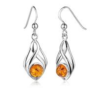 MATERIA by Matthias Wagner Pendientes largos de piedras preciosas de plata 925 colgantes para mujer, Ámbar