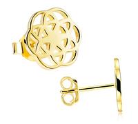 MATERIA by Matthias Wagner Pendientes planos de plata 925 para mujer, diseño de mandala, flor de la vida, 10 mm, redondos, Plata de ley, Sin piedra preciosa
