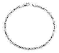 MATERIA by Matthias Wagner Pulsera para hombre, cadena bizantina de plata 925, cadena cuadrada de 2,5 mm rodiada, 17 centimeters, Plata de ley