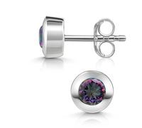 Materia by Matthias Wanger - Pendientes redondos de plata 925 para mujer facetados, Gema