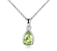 Materia - Colgante de peridoto de plata 925, color verde, piedras preciosas, rodiado, con cadena, 7 x 17 x 4,5 mm mit 1 mm Kette, Piedra preciosa, Peridoto