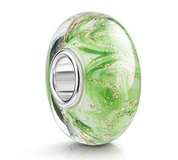 Materia objetos de cristal de murano beads verde blanco brillante Element - 925 de plata con cuentas de cristal de oro brillante #1613