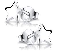 MATERIA - Pendientes pequeños con forma de estrella de plata 925, para mujer y niña, con caja de regalo SO-57