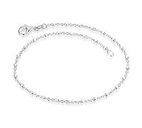 Materia SA-119 - Pulsera fina para mujer de plata 925 con forma de cubo con cierre de mosquetón en 17, 18, 19, 20, 21, 22 cm, 18 centimeters, Plata de ley