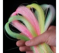 Material de amarre de pesca con mosca para flash trenzado de cristal para anzuelo y señuelo, nailon para cebo y anzuelo (rosa)