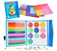 Material de cálculo de fracturas magnético, cálculo de fracturas Montessori, aprendizaje de fracturas multicolor, tiras de rotura, juguete matemático Montessori para matemáticas fracturas clases,