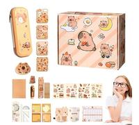 Material de Papelería de Capibara | Estuche de Capibara para Niños | Material Escolar Bonito para Regalos, Vuelta al Cole, Incluye Cuadernos, Notas Adhesivas, Pegatinas, Lápices y Más