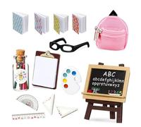 Material escolar en miniatura con regla, figura de bolsa escolar para demostraciones educativas de casas de muñecas de 1/12 y accesorios de casa de muñecas