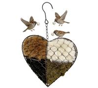 Material nido para pájaros, material nido para aves silvestres de fibra de alpaca, caja nido rellenable, corazón para pájaros, nido de pájaros hecho a mano en decoración de jardín, casa de pájaros