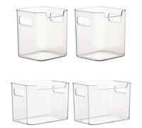 Material transparente apilable del ANIMAL DOMÉSTICO de los envases del almacenamiento del refrigerador para la organización de la despensa y la gestión eficiente del inventario de alimentos (2S+2L)
