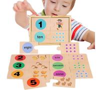 Materiales Didácticos Matemáticos Para Kindergarten - Juego Educativo De Números De Madera | Actividades de Aprendizaje Preescolar para Niños Pequeños Sala de Juegos Centro de Actividades Aula Hogar N