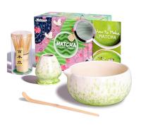 Matesen Matcha Kit Beige y Verde,Set de Matcha de 5 Piezas,Kit de Matcha Completo,Utensilios para Ceremonia de Té Japonés,Soporte para Batidor de Matcha,Caja de Regalo de Matcha para Navidad