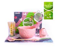 Matesen Matcha Kit Rosa,Set de Matcha de 7 Piezas,Kit de Matcha Completo,Utensilios para Ceremonia de Té Japonés,Soporte para Batidor de Matcha,Caja de Regalo de Matcha para Navidad