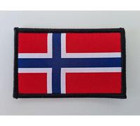 MateyCo Parche con Velcro Bandera Noruega, Tejida oficial 8 cm x 5 cm para Mochila, Chaleco, Gorras. Parche para Ropa Militar y Motera (Noruega)