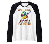 Math Blocks Genius Funny Blocks Bricks Lovers Master Builder Camiseta Manga Raglan