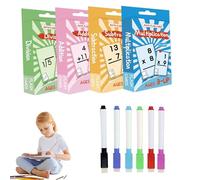 Math Flash Cards, Facts Colorful Elementary Game, 2.99x4.61 Inches Adorable Compact 144X Plush Math, Rewritable Mathematics Study Cards for Kids Boys Girls 4 to 8 Years Old