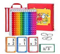 Math Flash Cards + Math Board, Math Manipulatives Division, Addition, Subtraction Math Games Toys for Kids,1st, 2nd,3rd,4th,5th,6th Grade, Multiplication Flash Card Times Table Chart (Color)