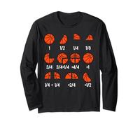 Math Fraction Basketball Teacher Sport Education Pi Day Tee Manga Larga