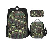Math Geometry Geek Calculus Print Casual Mochila Bolsas con Bolsa de Almuerzo Bolsa de Lápices, Juegos de Viaje Daypack, Muchos zombis, Talla única