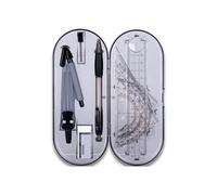 Math Geometry Kit, 8-Piece Set, Student Supplies with Unbreakable Storage Box, Includes Rulers, Protractor, Compass