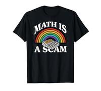 Math Is A Scam Retro Rainbow Exploding Calculator Sarcasm Camiseta gráfica económica, Hombre, Negro, S