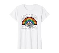 Math Is A Scam Retro Rainbow Exploding Calculator Sarcasm Camiseta gráfica económica, Mujer, Blanco, XS