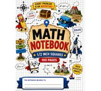 Math Notebook 1/2 Inch Squares Black Grid Lines: Large 8.5" × 11" Graph Paper Notebook 2 Squares per Inch • Perfect for Math, Graphing, Geometry, STEM, Engineering & School