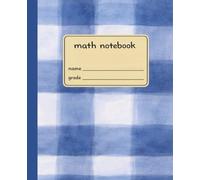Math Notebook: 7.5 x 9.25 | Student Math Notebook | Wide Ruled + Section Pages | Blue Painterly Plaid