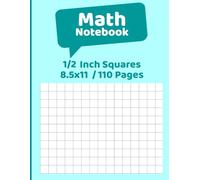 Math Notebook: Perfect 1/2-Square Math Notebook - Organized Homework, Clear Graphs, and Essential for Easy Math Learning in Elementary School - Light Cyan
