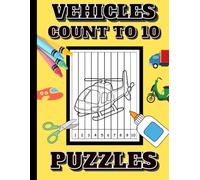 MATH NUMBER ORDER TO TEN PUZZLES WITH VEHICLES THEME: Single sided color, cut, and glue counting activity