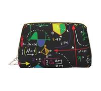 Math Quiz Bolsa de maquillaje de cuero con cremallera portátil Organizador Cartera Gran Capacidad Viaje Makeup Bag Artículos de tocador, blanco, talla única