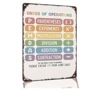 Math Rule Metal Sign Order of Operations PEMDAS 8x12 Inch