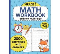 Math Workbook for Grade 2 - Addition: 2000 Exercises with Answers Covering Addition, Regrouping, and Mixed Practice | For Kids Ages 7-8