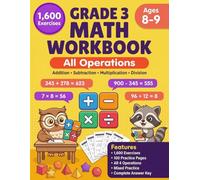 Math Workbook For Grade 3: Addition, Subtraction, Multiplication & Division 1600 Exercises with answers key for kids ages 8-9