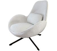 Mathi Design Sillón giratorio de tejido bouclé Teddy blanco