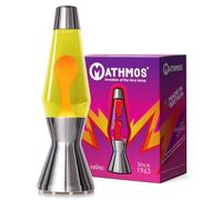 Mathmos Lámpara de lava Astro Plata | Inventores británicos del clásico de diseño de 1963 | Lámpara de lava Amarillo/Naranja fabricada a mano en Gran Bretaña según estrictas normas de seguridad