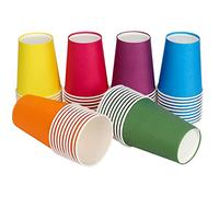 Mati 60 Vasos de Cartón de Colores, 250 ml, Multicolor, Vasos Desechables Biodegradables de Papel, para Niños, Bricolaje, Boda, Fiestas, Café, Té, Bebidas Calientes y Frías