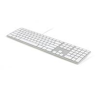 Matias FK318S - Teclado USB con Cable de Aluminio para Apple Mac OS | QWERTY | US | con Teclas Planas y Teclado numérico Adicional - Plata/Blanco