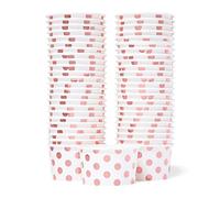 MATICAN Vasos de papel para helado - 50 cuencos desechables de 5.5 onzas para postres y golosinas, lunares de lámina de oro rosa