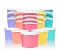 MATICAN Vasos de papel para helado, paquete de 50 cuencos de postre desechables de 9 onzas para frío y caliente, 9 onzas, 5 colores pastel