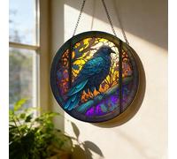 MATIHAY Adornos acrílicos de Cuervo y Cuervo para Colgar en la Ventana, atrapasueños de Cuervo para Amantes de los pájaros, decoración de otoño de Halloween para el hogar, cafetería, Oficina (Cuervo